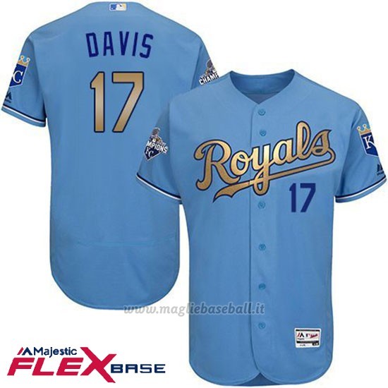 Maglia Baseball Uomo Kansas City Royals Wade Davis Campione Flex Base